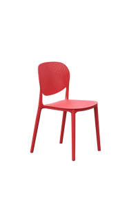 Modern Red Living Room Accent <b>Chair</b> | Stackable Polypropylene Geometric Lounge Seating for Premium Contemporary Apartment Parlor - Product Image 2