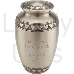 Urne funéraire en métal Band of Hearts pour cendres, urne commémorative pour adultes, souvenir funéraire pour cendres humaines - Product Image 2