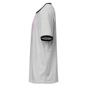 Camiseta Unisex Ringer Gris Jaspeado con Ribete en Contraste, Cuello Redondo, Informal, para Uso Diario, Suave, Cómoda, Estilo Retro, a la Moda - Product Image 5