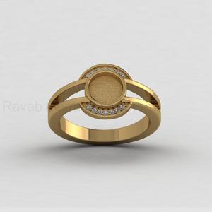 Bague en argent 925 de qualité supérieure, plaqué or 14 carats, avec sertissage cabochon rond de 7 mm et accent CZ, pour bijoux DIY en résine et souvenirs - Product Image 6