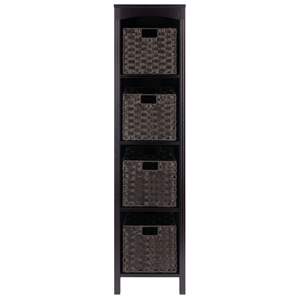 Espresso and Chocolate 5-<b>Pc</b> Terrace <b>Storage</b> Shelf with 4 Foldable Woven Baskets Chic and Practical <b>Storage</b> Solution - Product Image 2