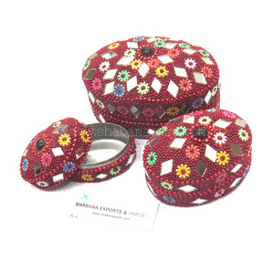 Caja de Joyería Artesanal India Ecológica de Jaipur, Juego de 3 Cajas de Almacenamiento de Anillos de Boda de Lujo Personalizadas - Product Image 5