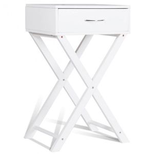 Contemporary X-Shape Nightstand with Drawer Accent Modern End <b>Side</b> Table - Product Image 4