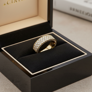 แหวนแต่งงาน/แหวนสัญญา ดีไซน์เรขาคณิต ประดับเพชรโมอิสซาไนต์ ชุบทองคำแท้ 14K สไตล์โรแมนติกทันสมัย  แบบชุดวงแหวน  สำหรับทั้งชายและหญิง  สามารถสั่งทำได้ - Product Image 1