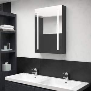 Gabinete de Baño de MDF Negro Brillante con Espejo LED y Acabado en Melamina - Product Image 1