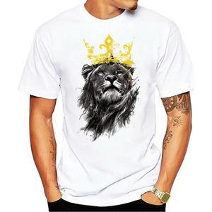 T-shirt blanc à col rond et manches courtes pour homme avec imprimé loup et feuilles d'automne, coupe classique, décontracté, tissu jersey 100% coton - Product Image 2