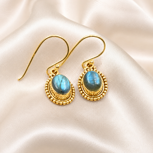 Natural Labradorite <b>Earrings</b> 925 Sterling Silver Rose &Yellow Gold PlatedDangle <b>Hook</b> <b>Earrings</b> Handmade Boho Gemstone Jewelry Gif - Product Image 3