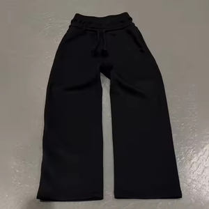 Pantalones de chándal de algodón grueso de cintura alta para hombre, de punto, de pierna ancha, acampanados, casuales, largos, con doble cintura, holgados - Product Image 4