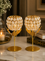 Support de bougie sans flamme en cristal doré de luxe, support en forme de feuille, élégant centre de table, porte-bougie chauffe-plat en métal, pour Noël et la maison