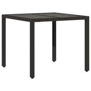 Ensemble bistrot en rotin PE noir avec acier thermolaqué et verre trempé pour mobilier de jardin extérieur - Product Image 4