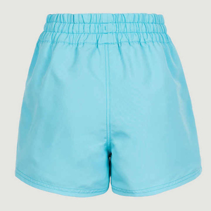 Shorts en tricot imprimé pour femmes avec cordon de serrage à la taille élastique, séchage rapide, style décontracté, couleur bleu clair - Product Image 4