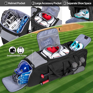 Wholesale Baseball Kit Bag Durable Sports Bag for Baseball Equipment with Bat <b>Holder</b> and <b>Shoe</b> Pock Custom Baseball Equipment Bag - Product Image 4