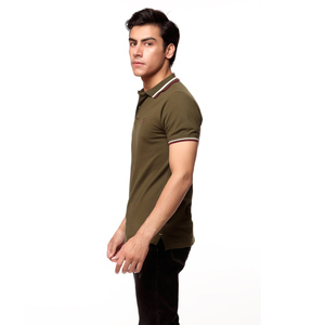 Polo de Punto a Rayas para Hombre, Manga Corta, Corte Regular Informal, Diseño Estampado en Negro y Beige, Cierre de Botones - Product Image 5