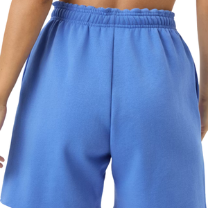 Shorts en molleton de coton bleu pour femme, taille élastique avec cordon de serrage, poches latérales, coupe décontractée, vêtements de détente, vente en gros, OEM - Product Image 6