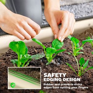 Jardinera Elevada de Metal Galvanizado de 4.9FT X 2FT X 1FT con Borde de Seguridad Color Crema - Product Image 6