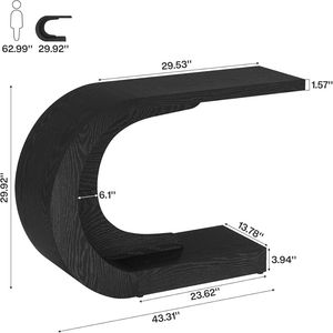 Consolle a C per Corridoio con Design Ispirato alle Onde, Utilizzabile come Divanetto d'Ingresso o Tavolino Laterale per Soggiorno - Product Image 5