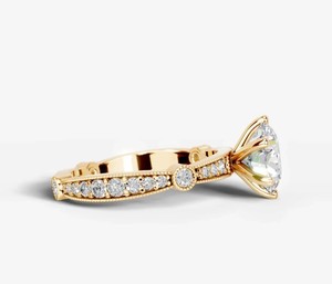 Anillo de Moissanita de Corte Redondo, Plata de Ley 925, Chapado en Oro Amarillo, Anillo de Compromiso, Boda, Promesa, Clásico y Elegante - Product Image 3