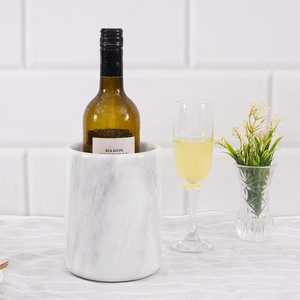 Marble Ice Bucket for Beer Wine Chiller with Double Wall Vacuum Insulated <b>LED</b> <b>Lighted</b> Tongs for Party Use - Product Image 4