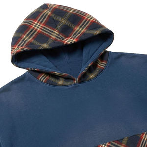 Sweat-shirt à capuche surdimensionné pour homme, design patchwork à carreaux, en coton polaire, décontracté, pour l'automne - Product Image 5