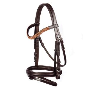 Bridon de cheval en cuir de qualité supérieure avec frontale ornée de cristaux - Product Image 1
