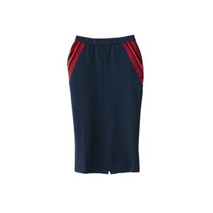 ODM Office Jupes crayon taille élastique bleu foncé en coton pour dames - Product Image 1