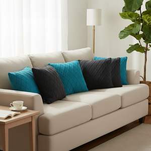 Juego de 6 Fundas de Almohada SOGA de 45 cm, Tejido de Diamantes Turquesa y Tejido de Cable Gris Carbón, Elegantes Cojines y Almohadas para Asiento - Product Image 2