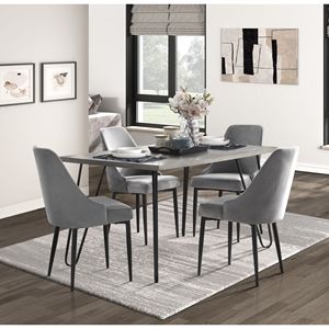 Modern Sleek Design 1PC Light Gray Wooden <b>Top</b> <b>Dining</b> <b>Table</b> with Black Finish Metal Legs Sleek <b>Dining</b> Furniture - Product Image 6