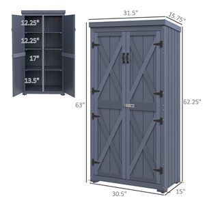 Casetta da Giardino Grigia Facile da Montare, Armadio Esterno per Stoccaggio, Tetto Zincato Impermeabile, Porta con Serratura in Resina per Conservazione Sicura - Product Image 3