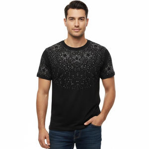Custom Unisex Rhinestone <b>Star</b> Graphic Cotton Crew Neck Short Sleeve T Shirt Casual Streetwear Sparkle Tee - Product Image 6