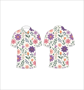 Camisa polo con estampado floral multicolor blanca para hombre, camisa de golf informal de manga corta para verano - Product Image 3