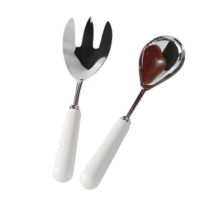 Luxury Set of 2 Metal Salad Server With Designer Handle for Home Hotel & Restaurant Tabletop <b>Serving</b> <b>Spoon</b> & Forks Sets - Product Image 1