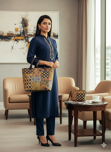 Bolso Tote Dorado Golden Patch Garden para Mujer, Juego de 3 Piezas con Bolso Bandolera y Cartera, Tela Ecológica para Uso Diario en la Oficina - Product Image 2