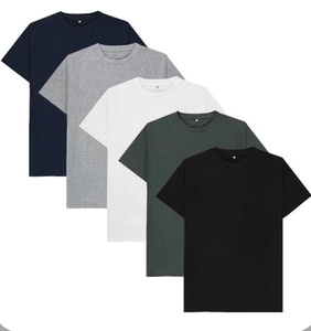 Camiseta de Verano para Hombre, Casual, con Logotipo Frontal, Tejida, 100% Algodón Orgánico, Manga Corta, Color Sólido, Proveedor Mayorista - Product Image 1