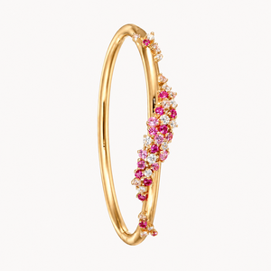 Elegant Gold Plated Crystal Flower <b>Bracelet</b> for Women Pink and White Stone Fashion Bangle Jewelry Gift - Product Image 1