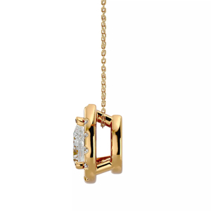 Luxury 18K <b>Solid</b> <b>Gold</b> Pear Cut Diamond <b>Pendant</b> Necklace Women Link Chain Water Drop Halo Design - Product Image 3