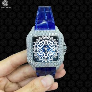 Montre de luxe pour homme Charm_Jewells en acier inoxydable 40 mm avec lunette sertie de diamants arc-en-ciel, boîtier mécanique analogique, date automatique, bouton poussoir caché - Product Image 1