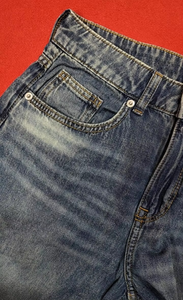 Jean en denim tissé délavé taille haute à jambe large pour femme, 100 % coton, coupe ample, longueur intégrale, style décontracté vintage, idéal pour l'automne - Product Image 5