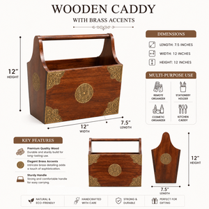 Indirae Artistry Handcrafted Traditional Wooden Magazine Holder Multifunction Decorative Book Newspaper Storage <b>Rack</b> Metal - Product Image 5