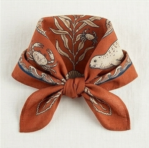 Pañuelo Cuadrado con Estampado de Animales Marinos, Estilo Casual de Algodón, para las Cuatro Estaciones - Product Image 5