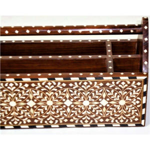 Handmade Wooden Cutlery Holder Bone Inlay Flatware <b>Caddy</b> Luxury Dining Table Organizer Remote Control Storage Box Wooden <b>Caddy</b> - Product Image 6