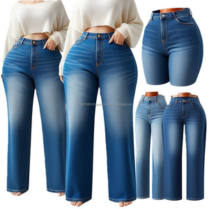 Jeans en denim grande taille décontractés style streetwear avec boutons brodés déchirés et décorations tissu doux délavé respirant - Product Image 2