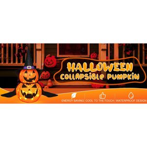 Décoration de citrouille pliable d'Halloween de 3 pieds avec 50 lumières LED Pop-Up Jack-O-Lantern Star Cap Plug-In pour Halloween - Product Image 3