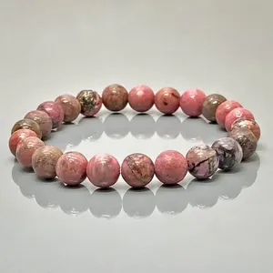 Natural Rhodonite 8mm Smooth Round AA Grade Gemstone Beads Stretch <b>Bracelet</b> <b>Healing</b> Jewelry Wholesale - Product Image 2