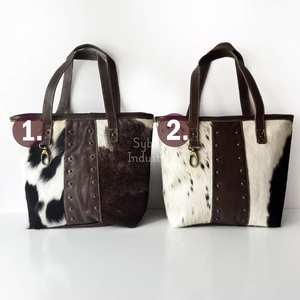 Sac fourre-tout en cuir véritable fait main avec fourrure, sac à bandoulière vintage grande capacité pour voyage - Product Image 3