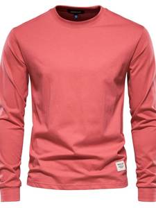 T-shirt en coton violet uni surdimensionné pour homme, col rond, manches courtes, coupe décontractée, longueur standard, design uni - Product Image 2