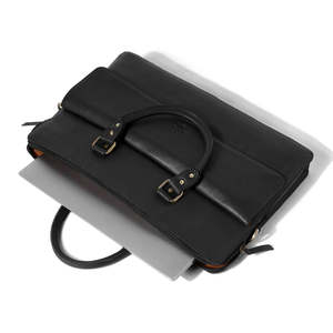 Genuine Leather Black Large Capacity Laptop <b>Bag</b> Briefcase Crossbody <b>Computer</b> Handheld Business Travel <b>Bag</b> - Product Image 4