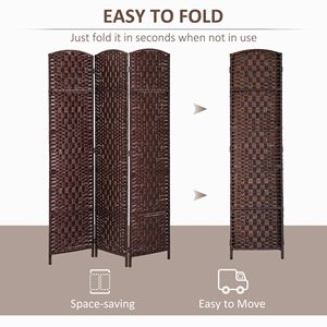 "6FT Tall Brown Lightweight Portable Laser Cut Wicker & Metal <b>Folding</b> Privacy <b>Screen</b> for Bedroom Art Style" - Product Image 4