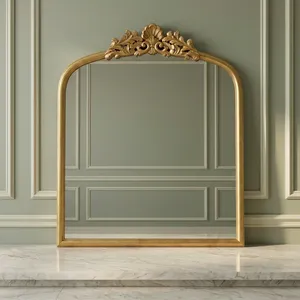 Vintage <b>Gold</b> Arch Wall <b>Mirror</b> with Ornate Floral Crown Decorative <b>Mirror</b> for Living Room Bedroom Hallway and Vanity Decor - Product Image 5