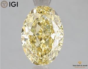 Diamant de 2,50 carats de couleur jaune vif fantaisie, clarté VS2, avec certificat IGI, cultivé en laboratoire CVD, taille ovale, pour bague de fiançailles de créateur - Product Image 1