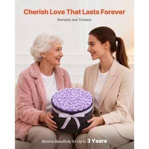 Flores Eternas, Caja de 50 Rosas Preservadas de Color Lavanda Morado, Regalo Inmortal para Cumpleaños/Boda/Aniversario/Día de San Valentín para Mujer - Product Image 3